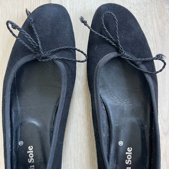 London Sole Suede Black Ballet Flats 36 - Picture 2 of 6